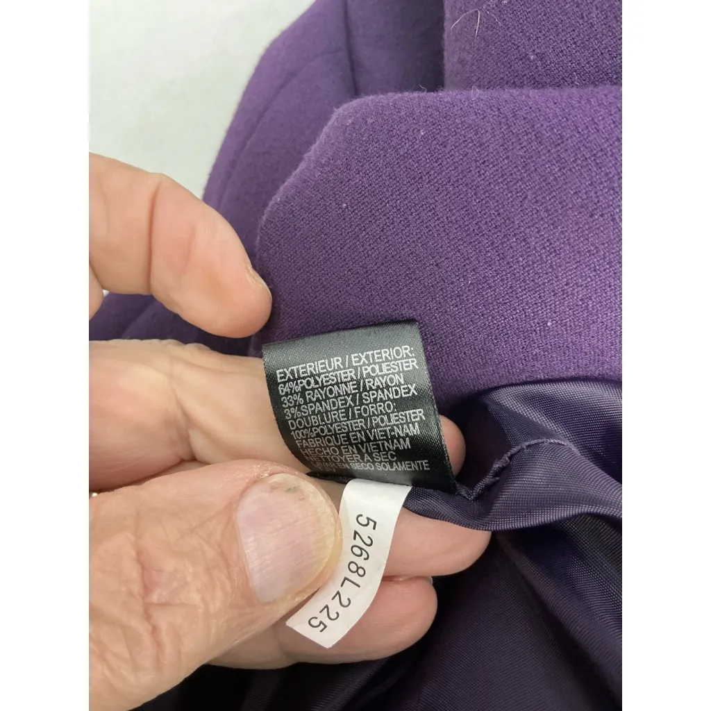 Womans Tahari Blazer Jacket 20 W Purple 3/4 Sleeve Lined Metal Toggle Button - Image 4