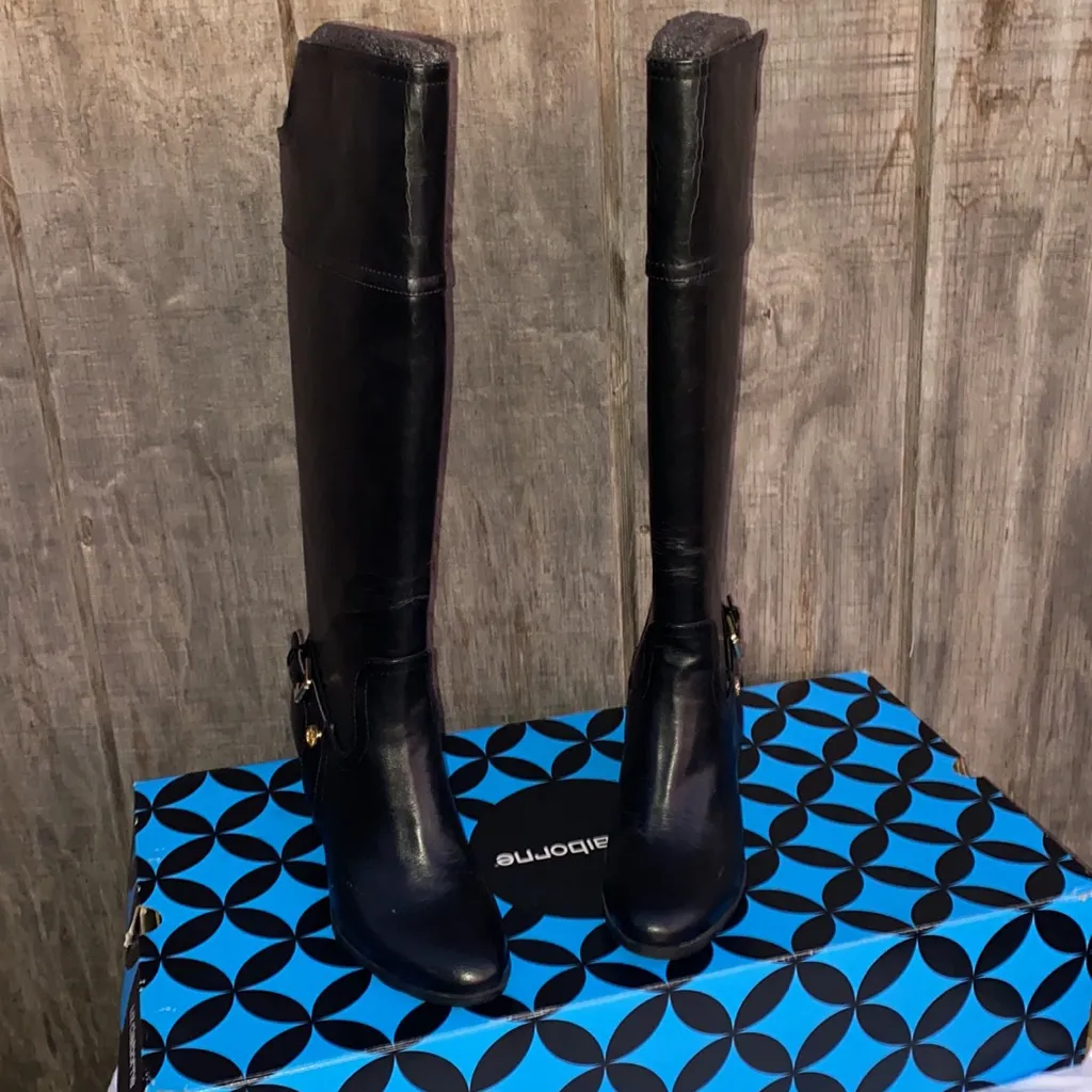 Liz Claiborne Black Knee High Boots with Block Heel Size 6 New In Box - Image 14