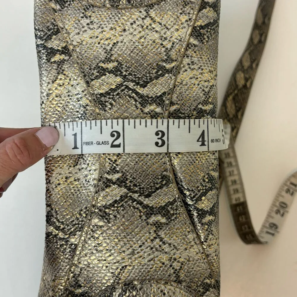 Hobo Lennox Leather Snake Print Gold Tone Shoulder Hobo Bag - Image 11