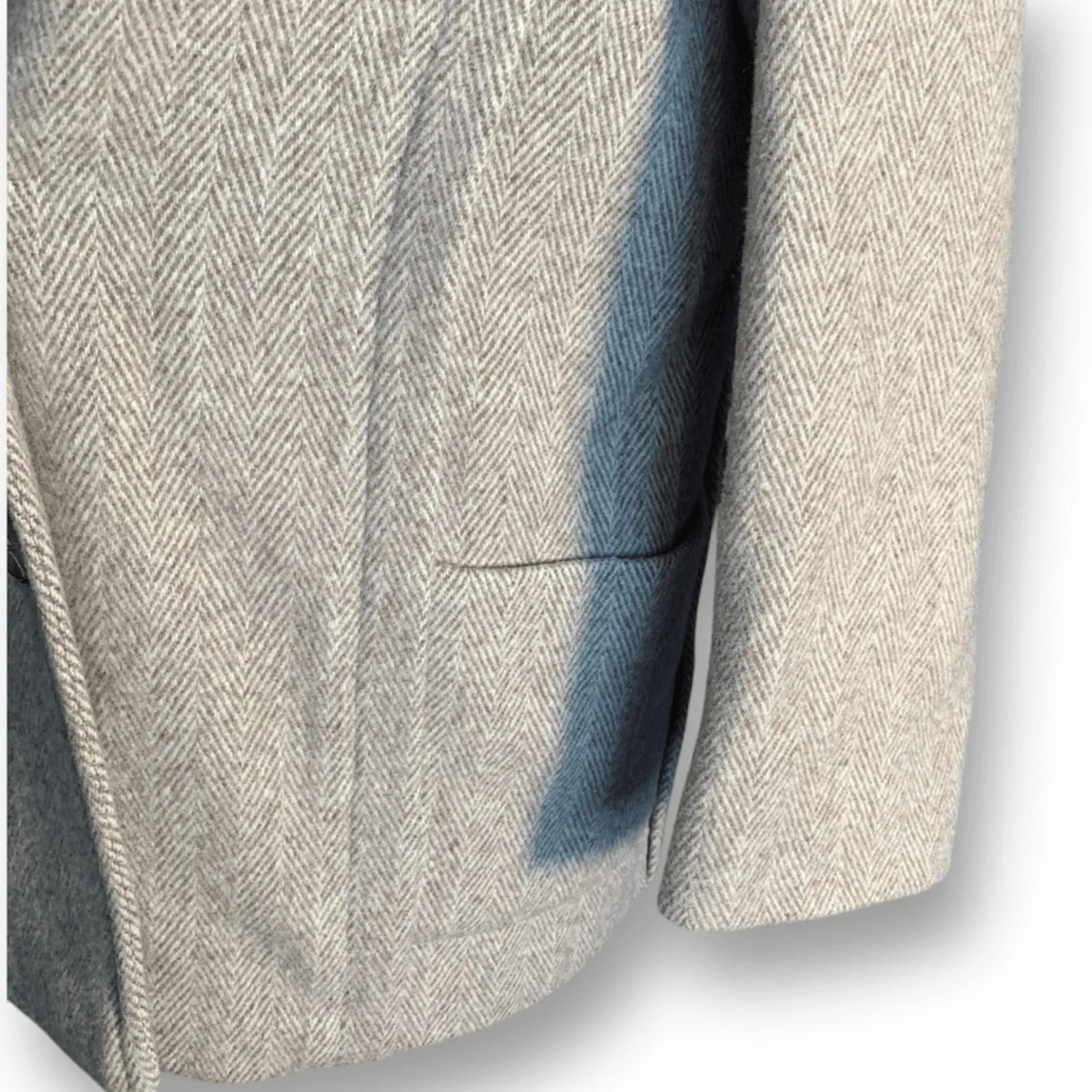 Vintage 80s Herman Kay Petite Wool Herringbone Tweed Blazer USA Made Tan Classic Size undefined - Image 3