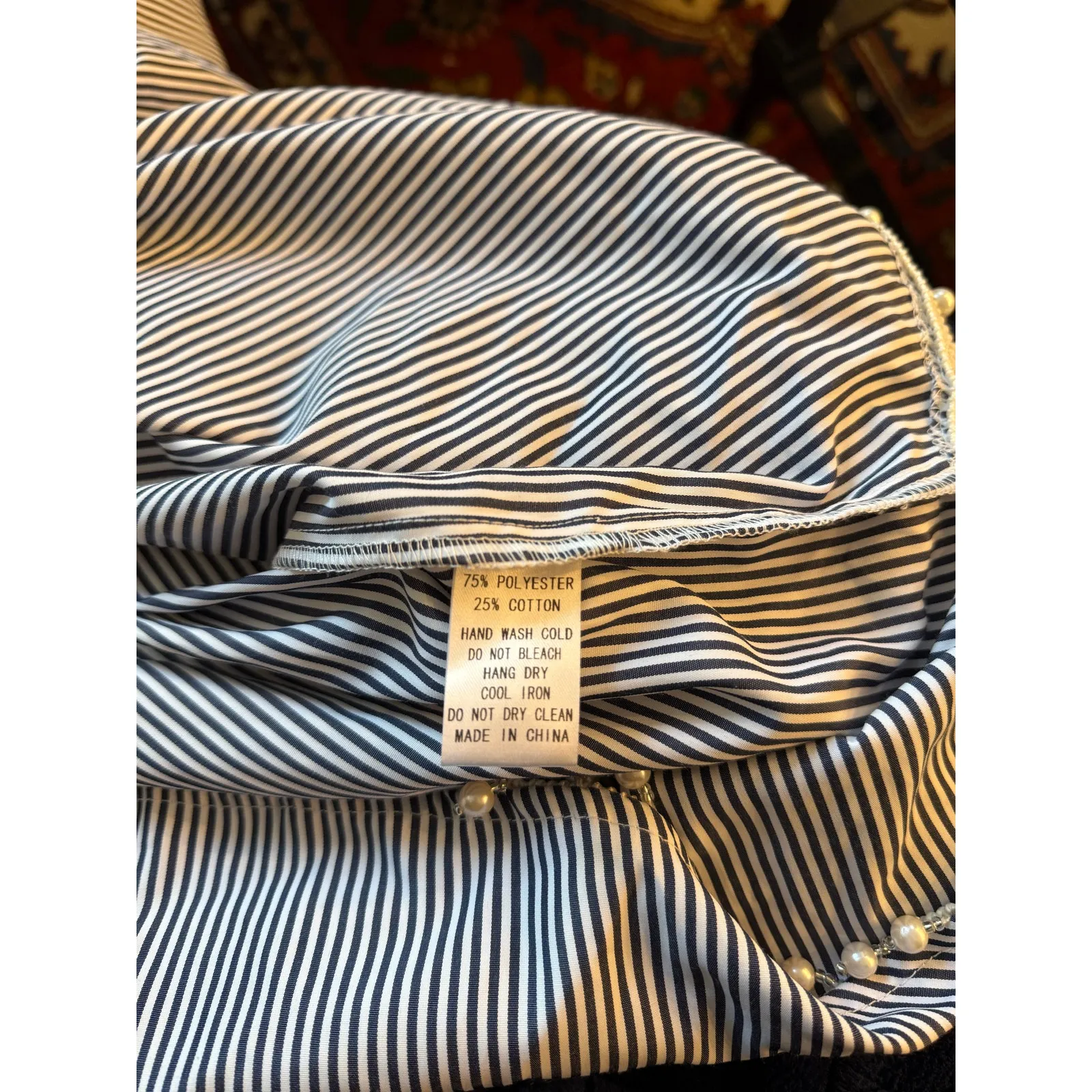 NWT Bohme Long Sleeve Button Up Shirt Embezzled Pearl Striped Blue Women's Small - Image 7