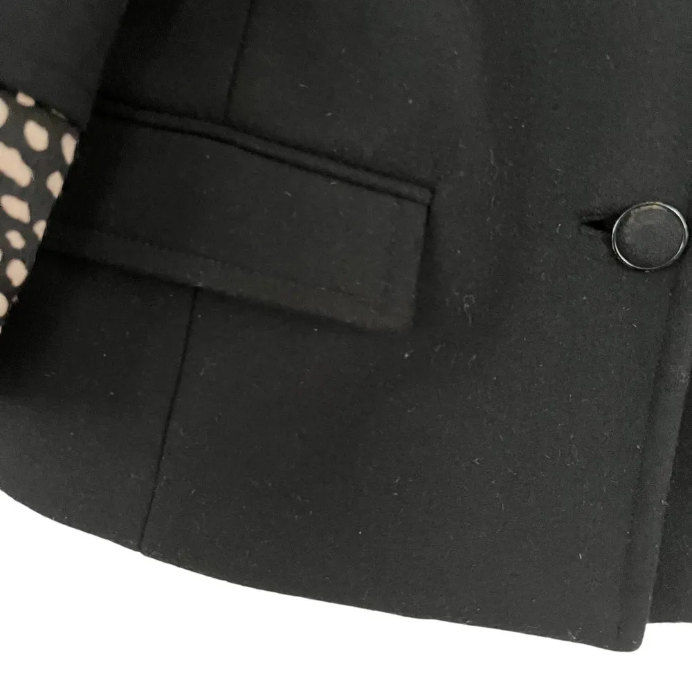 Tory Burch Peggy Calf Half Trimmed Wool Blend Jacket Black Women's Size 12 - Image 4