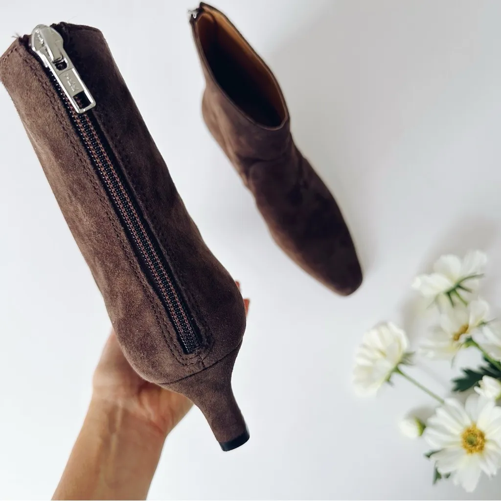 Madewell The Dimes Kitten Heel Boots in Suede Turkish Coffee Brown - Image 6