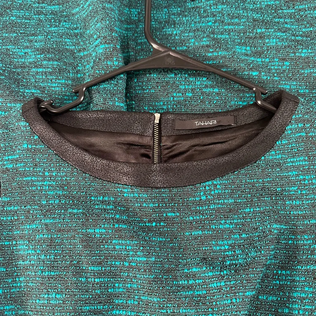 Tahari Teal and Black Mini Dress - Image 6