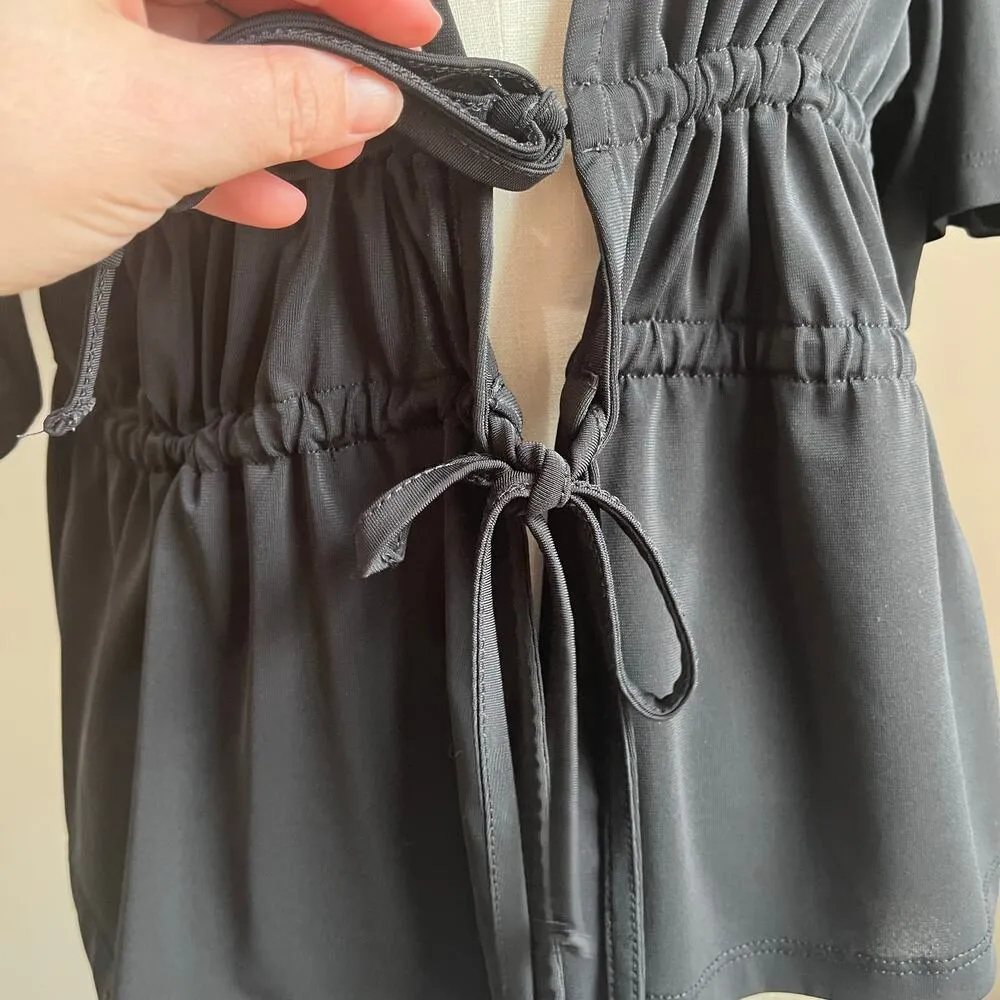 ASOS DESIGN Angel Sleeve with double tie front tea blouse Size 14 - Image 4