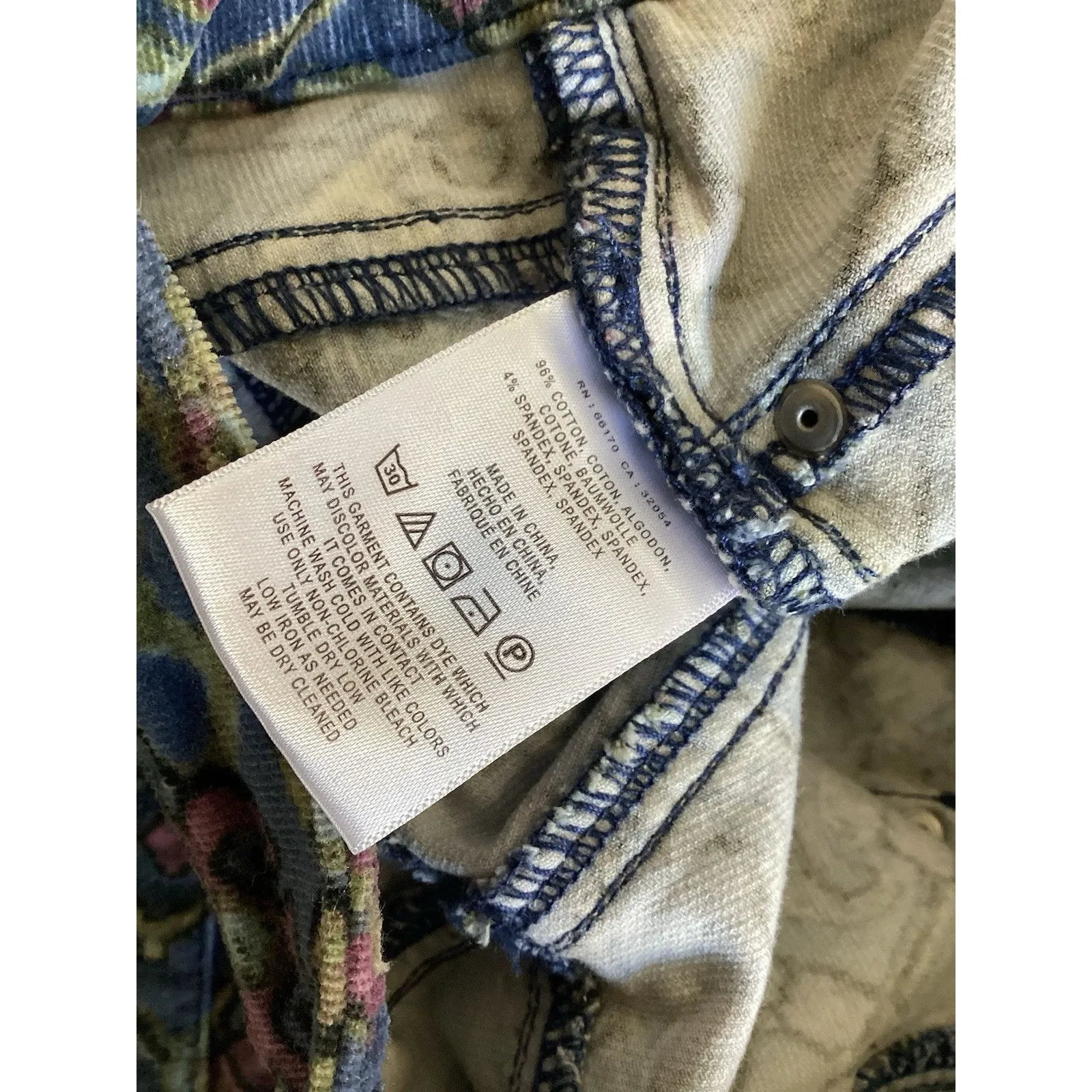 Pilcro Corduroy High Rise Skinny Jeans Navy Blue Serif Floral 27 - Image 8