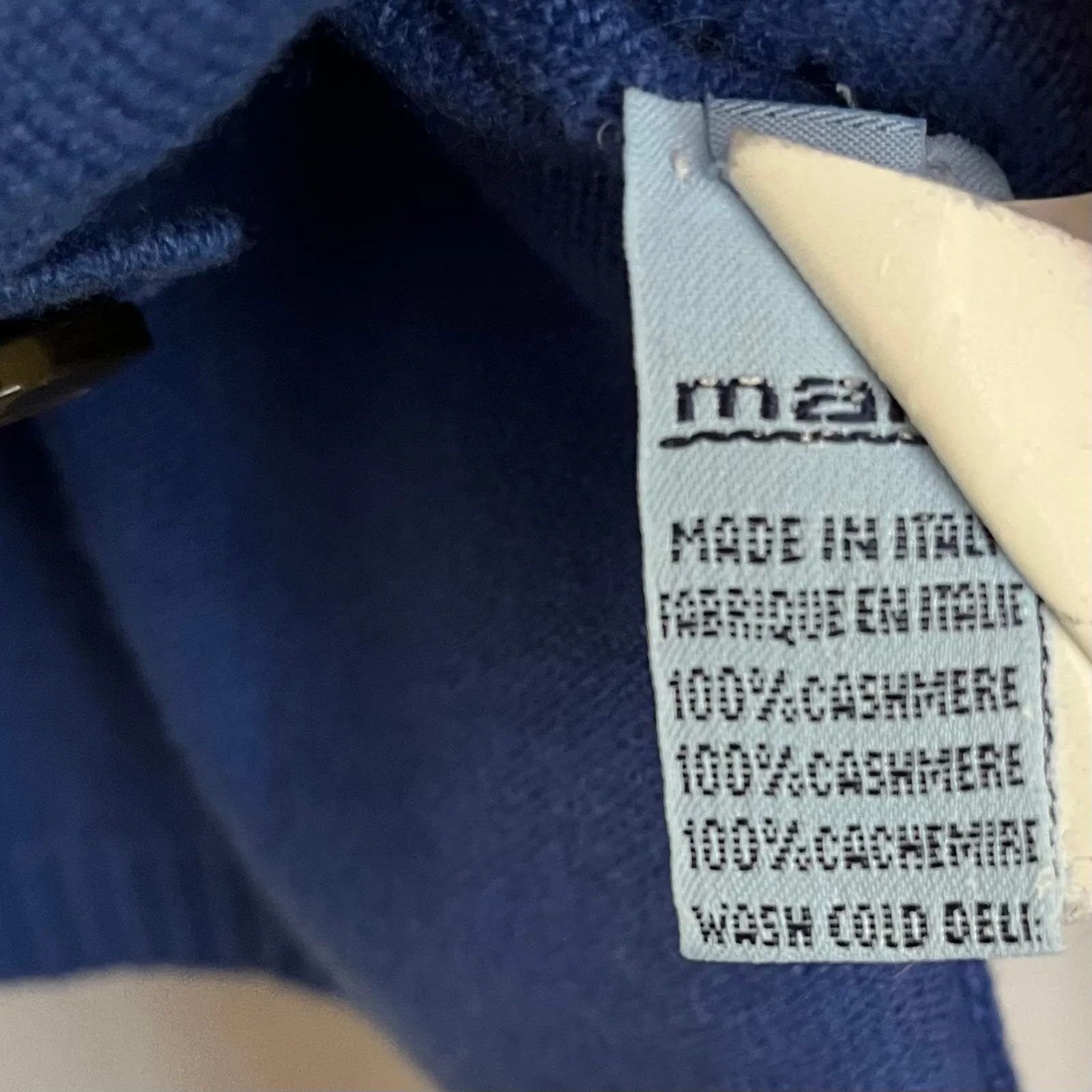 Malo Blue Cashmere Shawl Collar Plunge V - Image 6