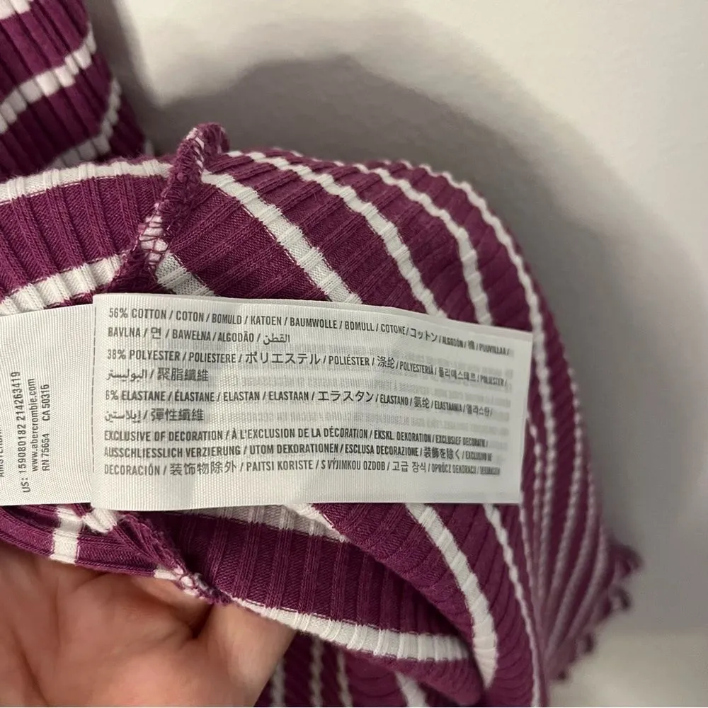 A&F Purple-White Striped Ribbed Summer Dress - Image 11