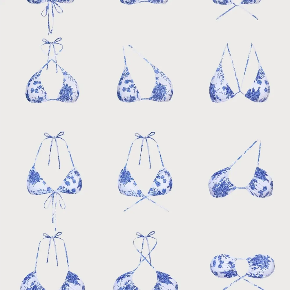 Berlook Floral Halter Triangle Bikini Top and Tie High Cut Leg Bottom 1130 Blue Size M - Image 7