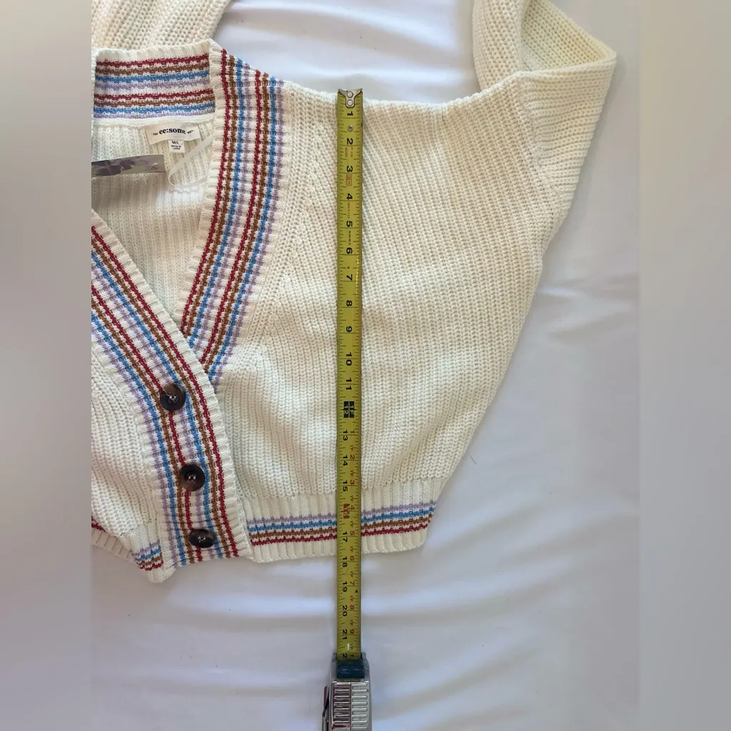 Eesome Cream Cardigan with Multicolor Stripes Red Size undefined - Image 5