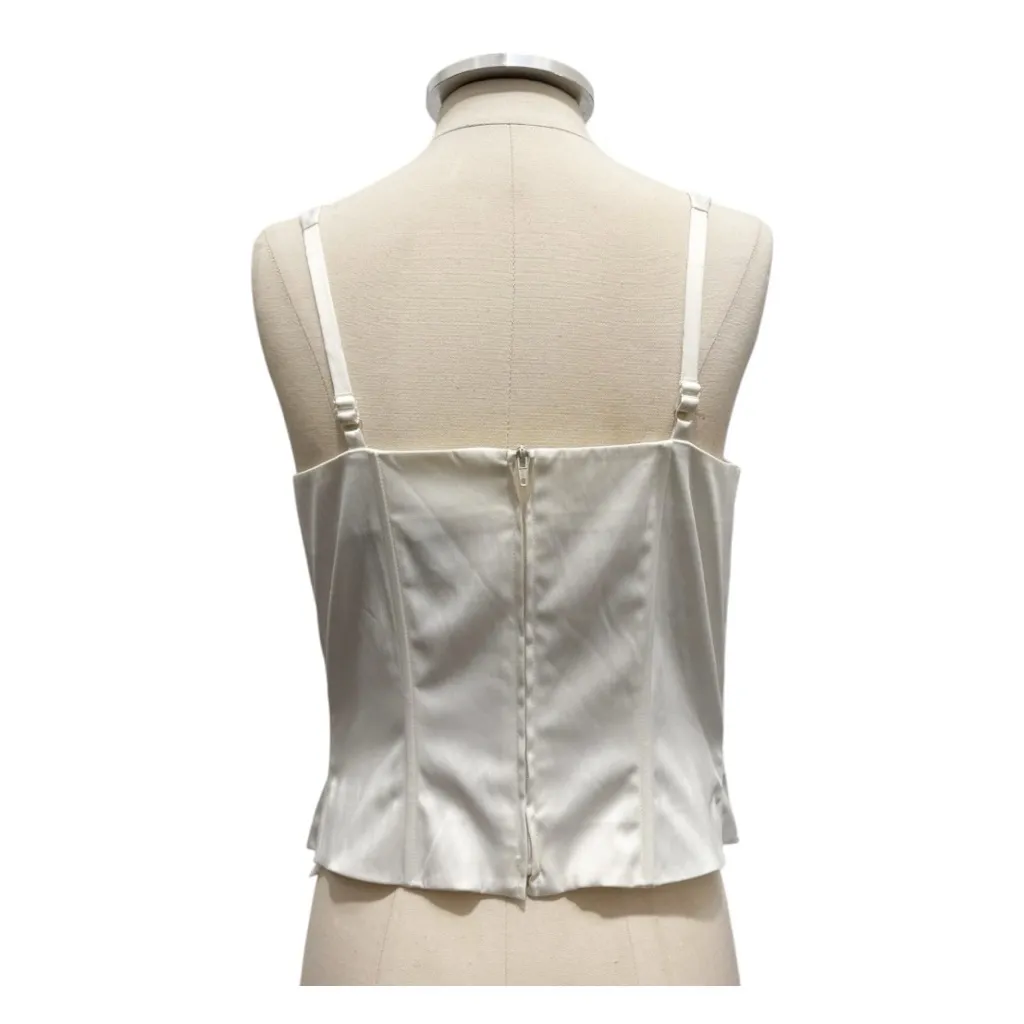 Vintage Lana Erica Mandalay Style Embellished Sleeveless Corset Top Size Large White - Image 4
