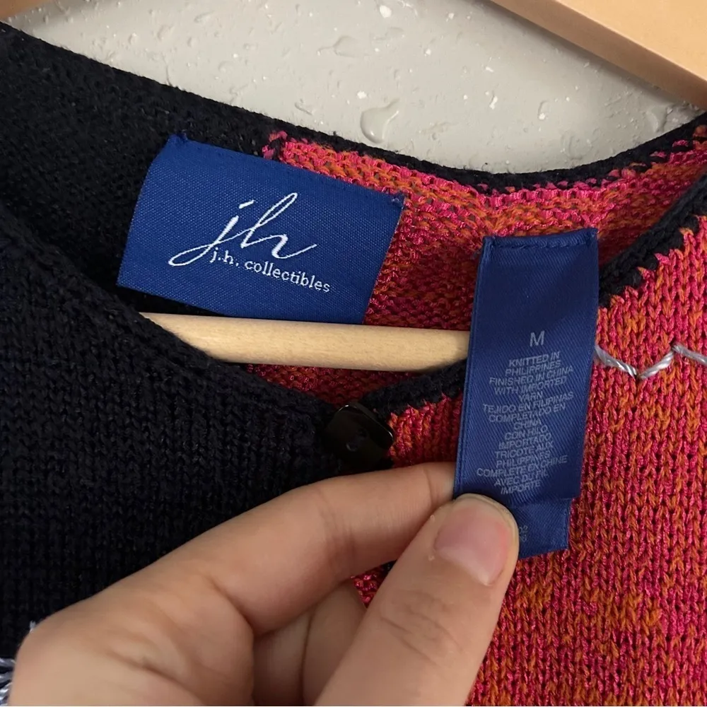 JH Collectibles Colorful Colorblock Single Button Cardigan Retro Casual Comfy Pink Size M - Image 2