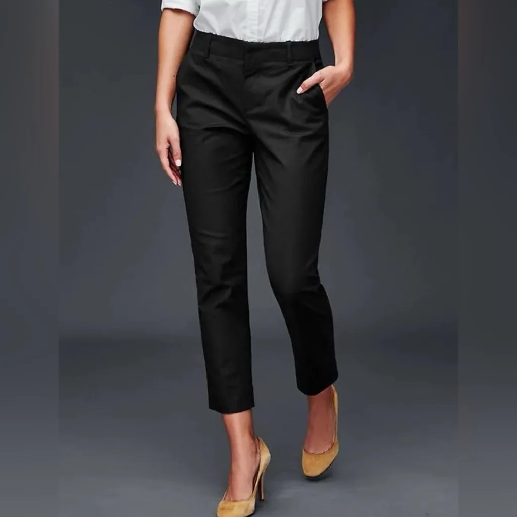 GAP Slim Crop Pants Womens Navy/Black Mini Houndstooth 6 Mid Rise Stretch Unworn - Image 6