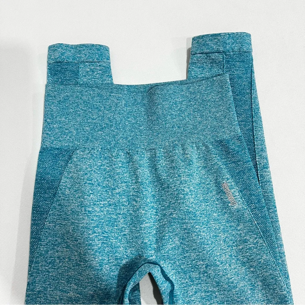 Gymshark Flex High Waisted Size Small Hydro Teal Marl/Light Gray Leggings - Image 5