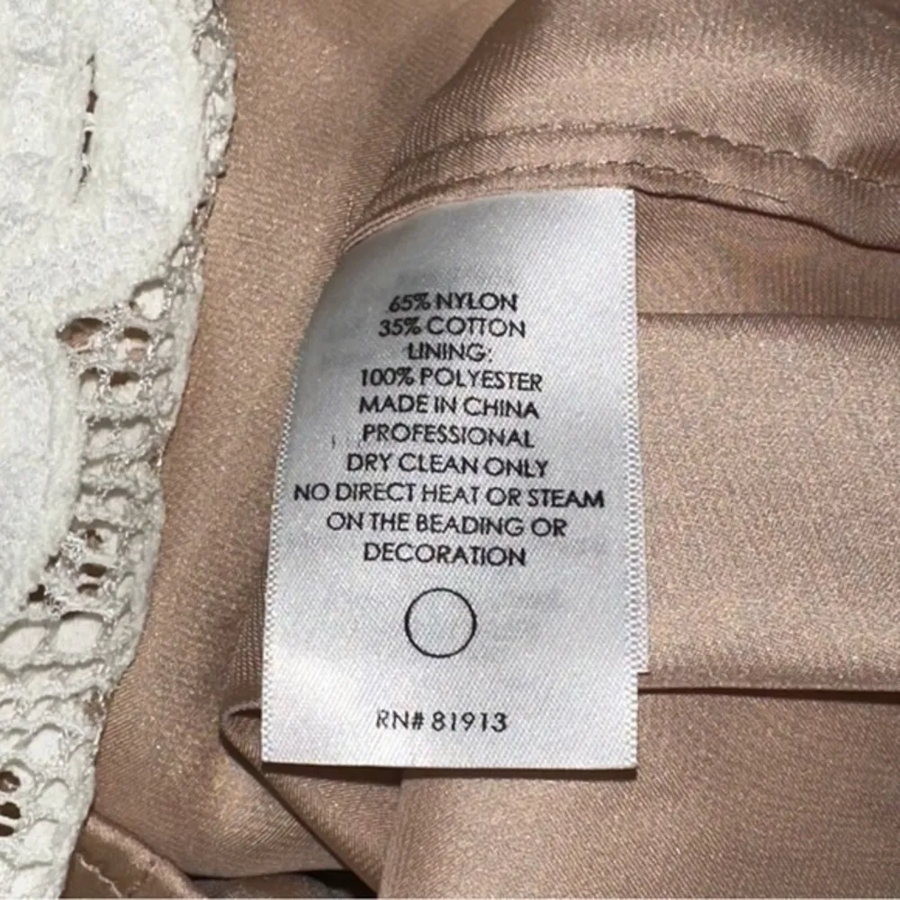 Tracy Reese Women’s Size 4 Ivory Lace Metal Flower Circle Bead Caps Tank Dress - Image 7