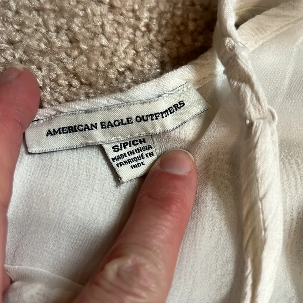 Ecru Tank Mini Dress With Crochet Details   Size Small - Image 3