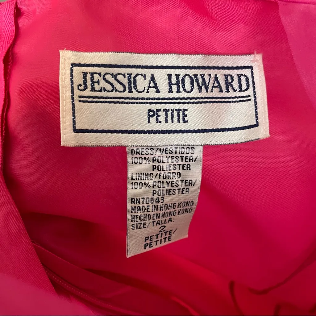 Vintage Jessica Howard Dress Y2K Pink Embroidered‎ Mini Petite 2 Deadstock NWT - Image 3