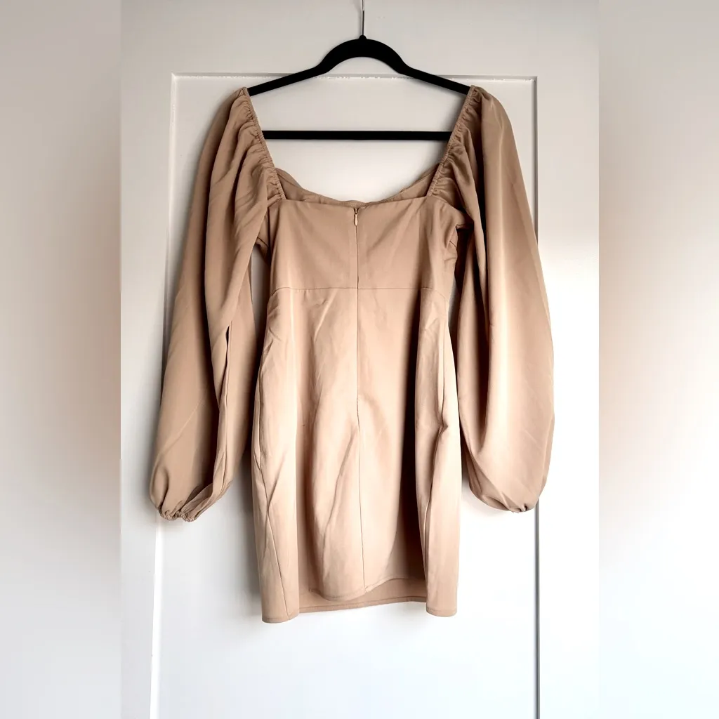 PRINCESS POLLY NWT Lillie Long Sleeve Beige Mini Dress - Size 4 - Neutral - Image 6