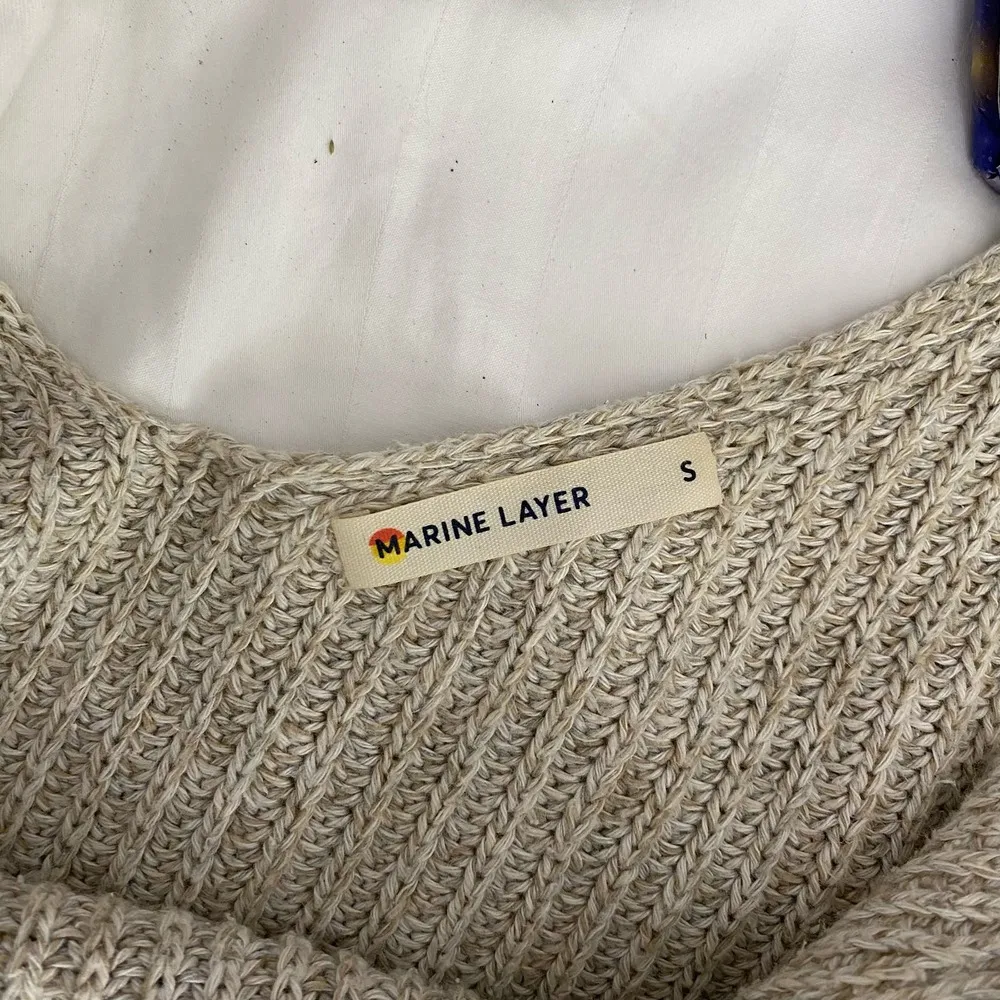 Marine layer Tan Helena Marled Flax Linen Blend Double V-Neck Tank TopSize Small - Image 4