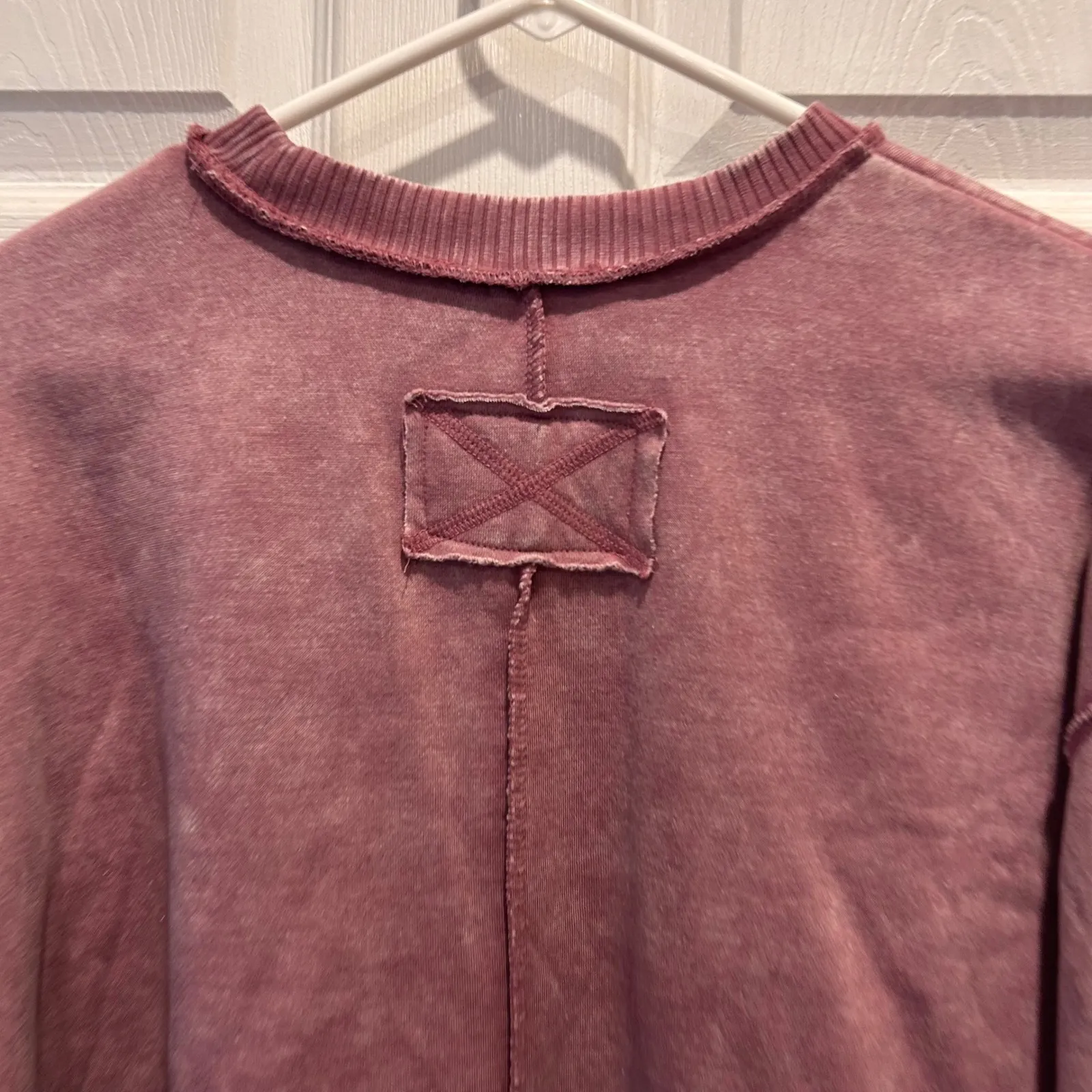 ZENANA Mineral Acid Washed Pink Exosed Seam Pullover Sweatshirt Women's Size M - Image 7