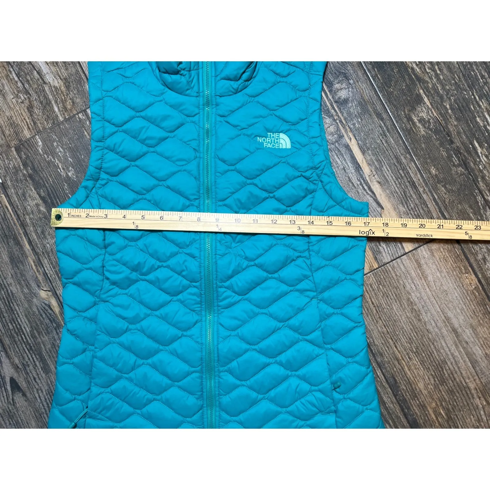The North Face Thermoball Womens Vest Teal Blue Puffer Quilted Size Small Hiking - Image 6