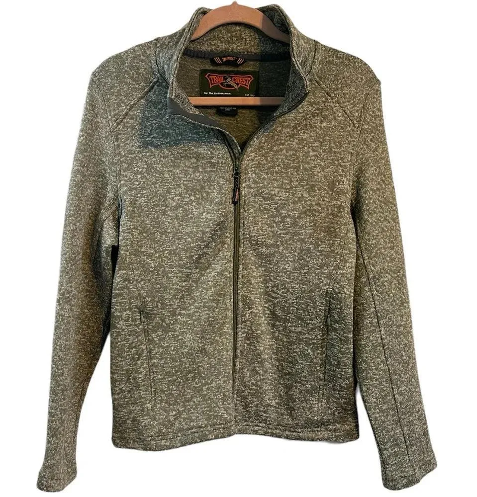 Trail Crest Full Zip Jacket Medium Outdoors Sporty Athletic Green - Image 2