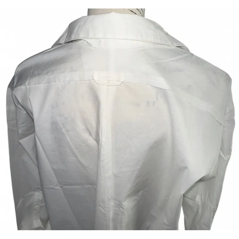 Anthropology Undiscovered Eye Oversized‎ White Button Down Shirt Dress Tunic XS - Image 5