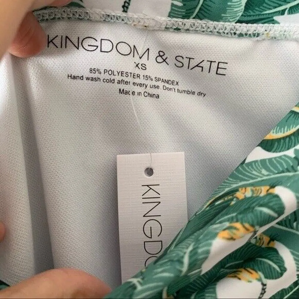 NWT Kingdom & State {ModCloth} Green Palms High Waisted Bikini Bottoms XS - Image 4