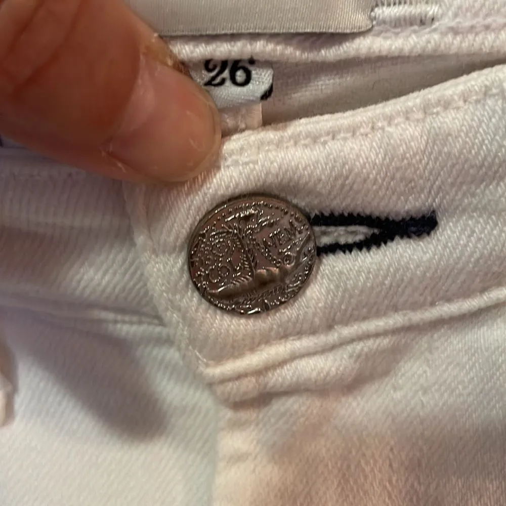 McGuire Damn Fine Baja High Rise White Jean Shorts with Embroidery - Image 6