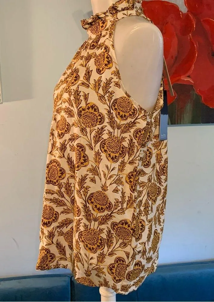 New NWT Nicole Miller Linen Blend Sleeveless High Neck Top Womens Size S Small - Image 4