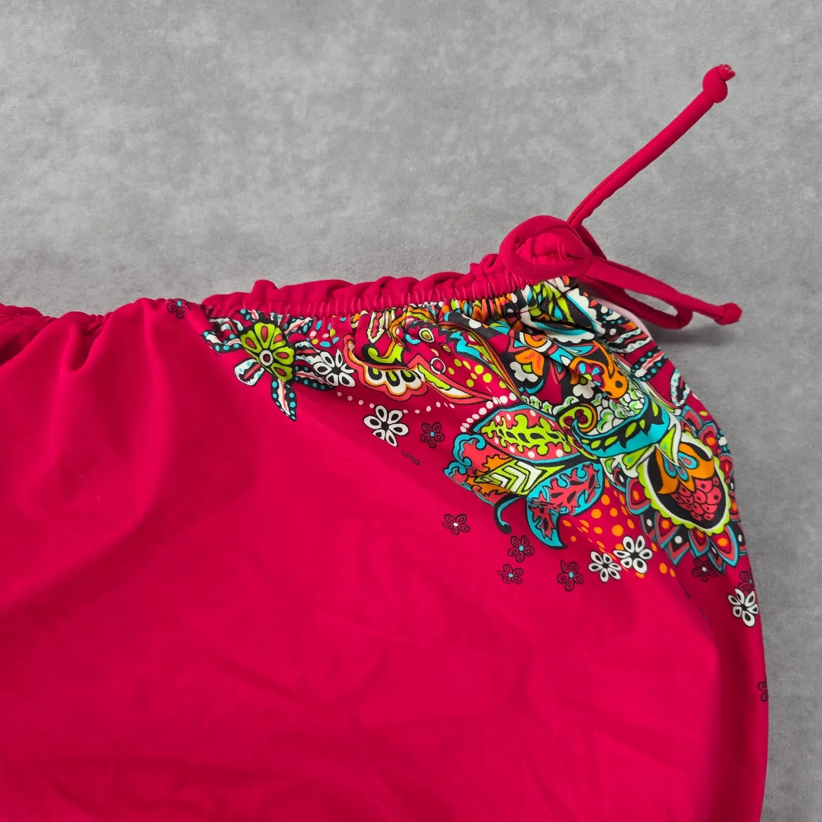 Athleta Pink‎ Floral Scrunch Tie Padded Swimwear Tankini Tank Top Medium 34 B/C - Image 5