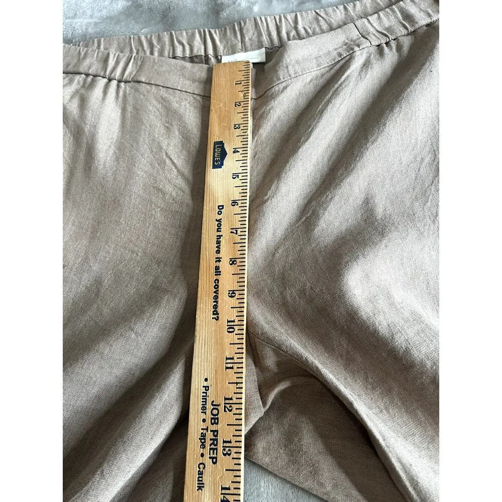 J. Jill womens size XL pants linen pull-on beige cropped  mid-rise wide leg - Image 4