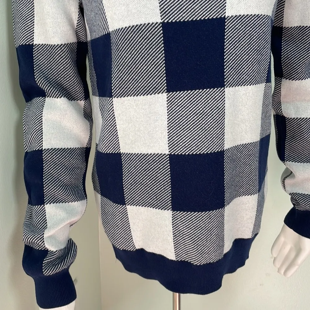 J. Crew Navy Blue Oversized Gingham Teddie Sweater NEW - Image 7