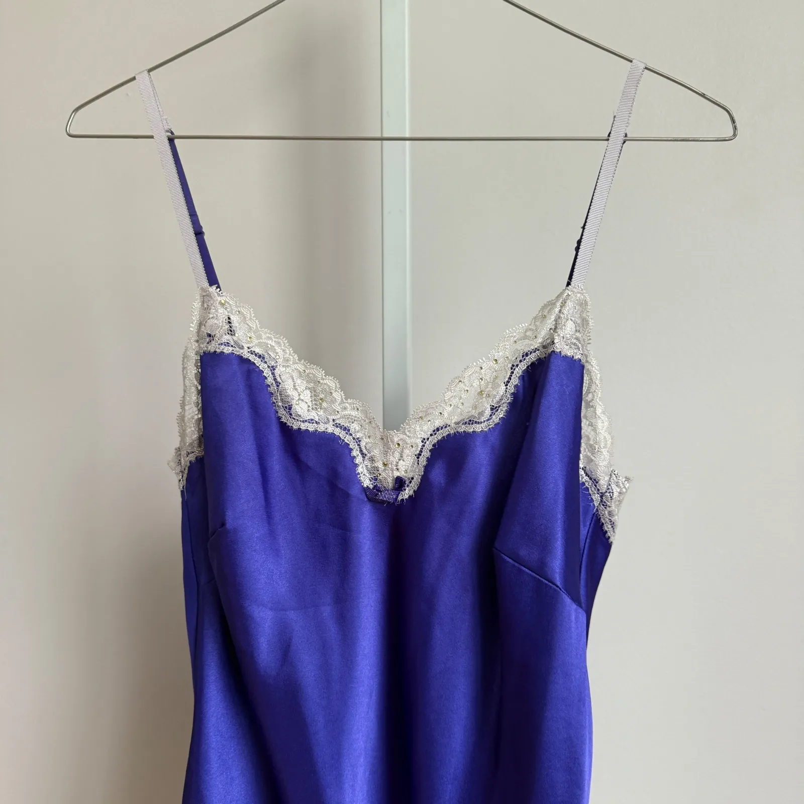 Victoria's Secret Blue Slip Dress‎ Lace Trim Lingerie Nightie S - Image 2