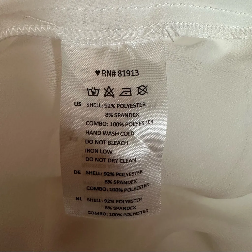 Cooper & Ella White V Neck Cold Shoulder Long Sleeve Double Layer Blouse Size M - Image 12