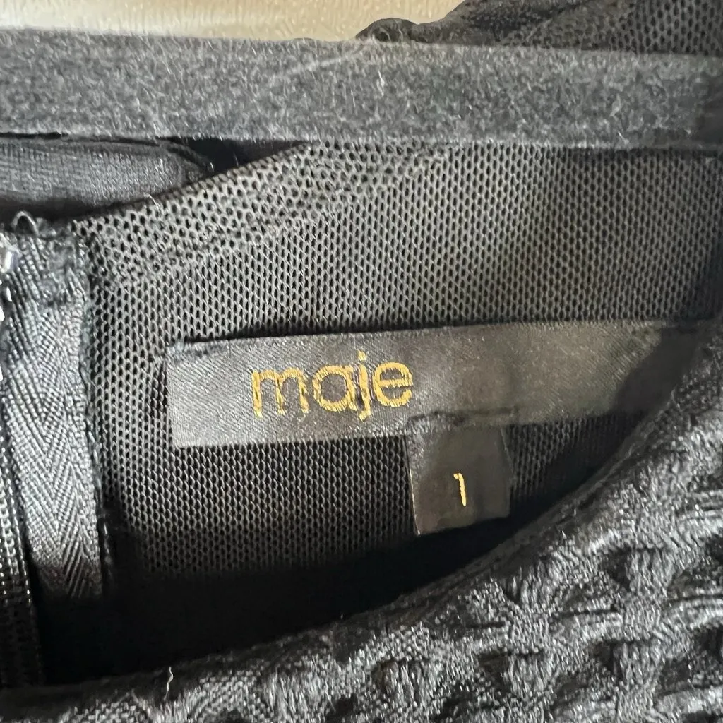 Maje Womens Back Zip Sleeveless Crew Neck Layered Swing‎ Dress Black Sz 1/Small - Image 4