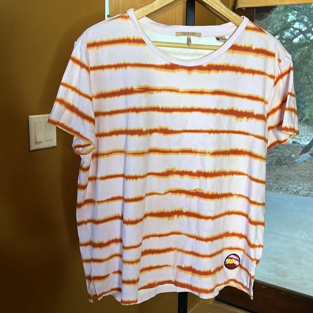SCOTCH & SODA Orange Pink Tie-Dye Stripe T-Shirt Size Large - Image 5