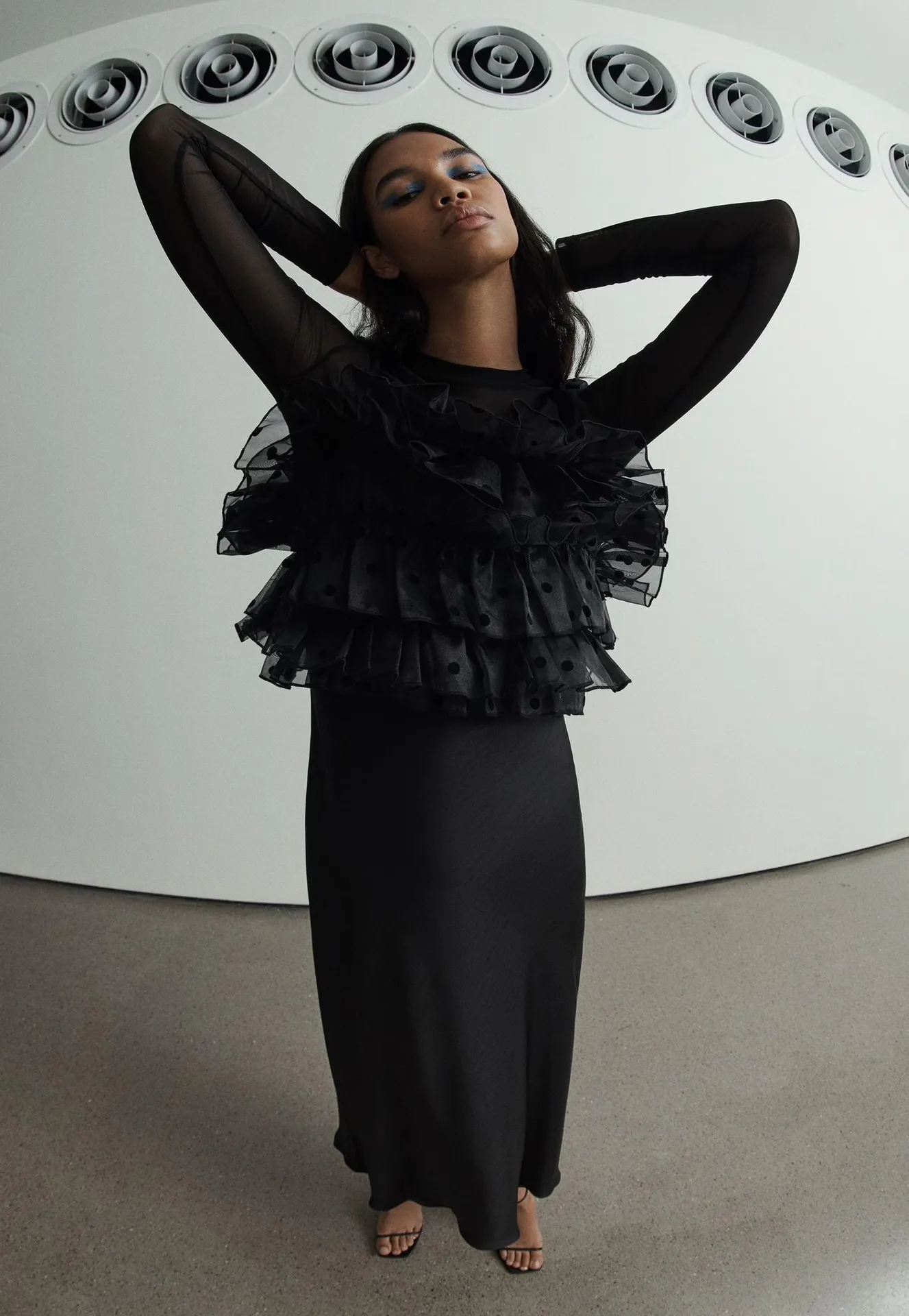 Black Contrast Camisole Combination Dress - Image 4