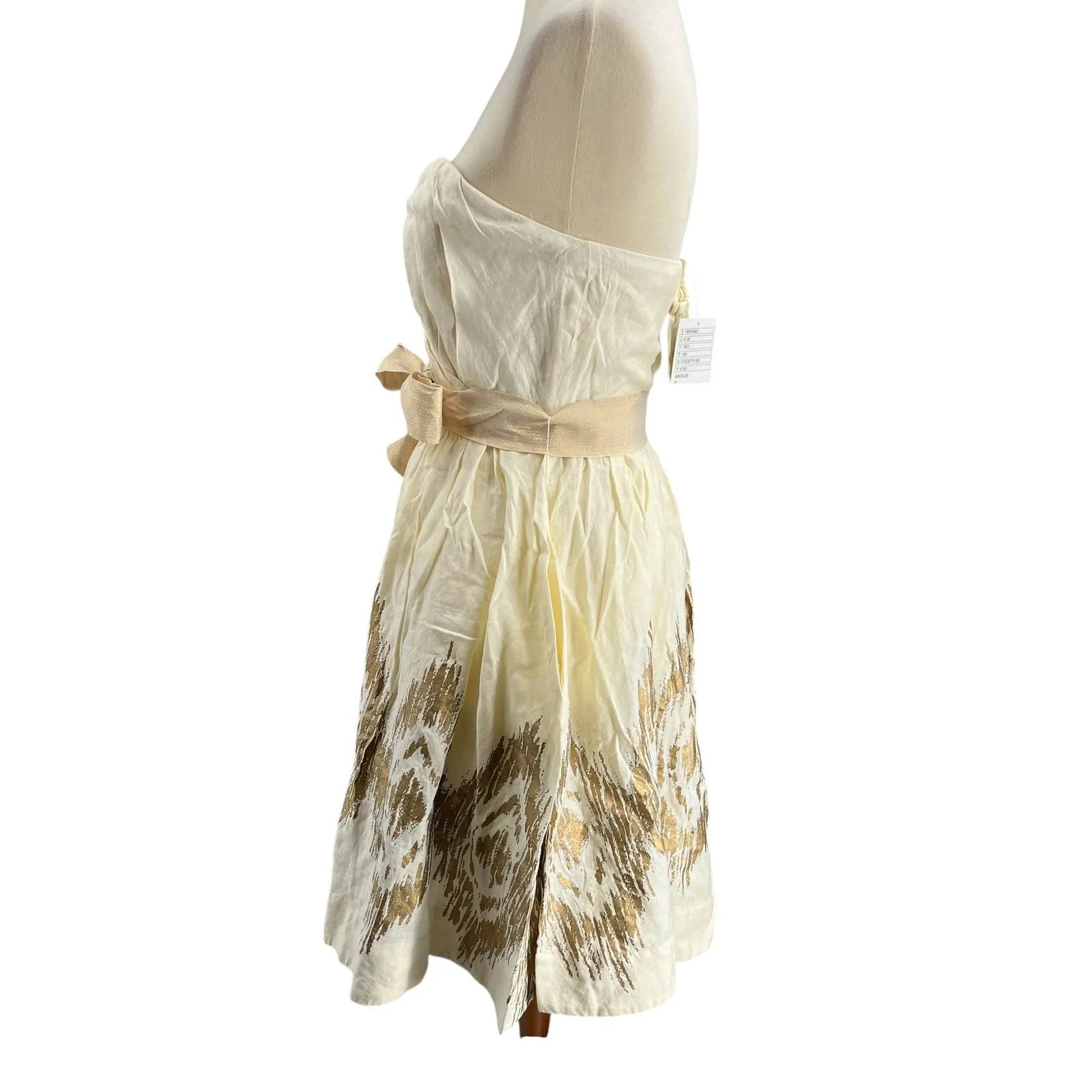 Anthropologie Moulinette Soeurs Dress Strapless Gold Ikat 4 NWT Linen Cotton - Image 3