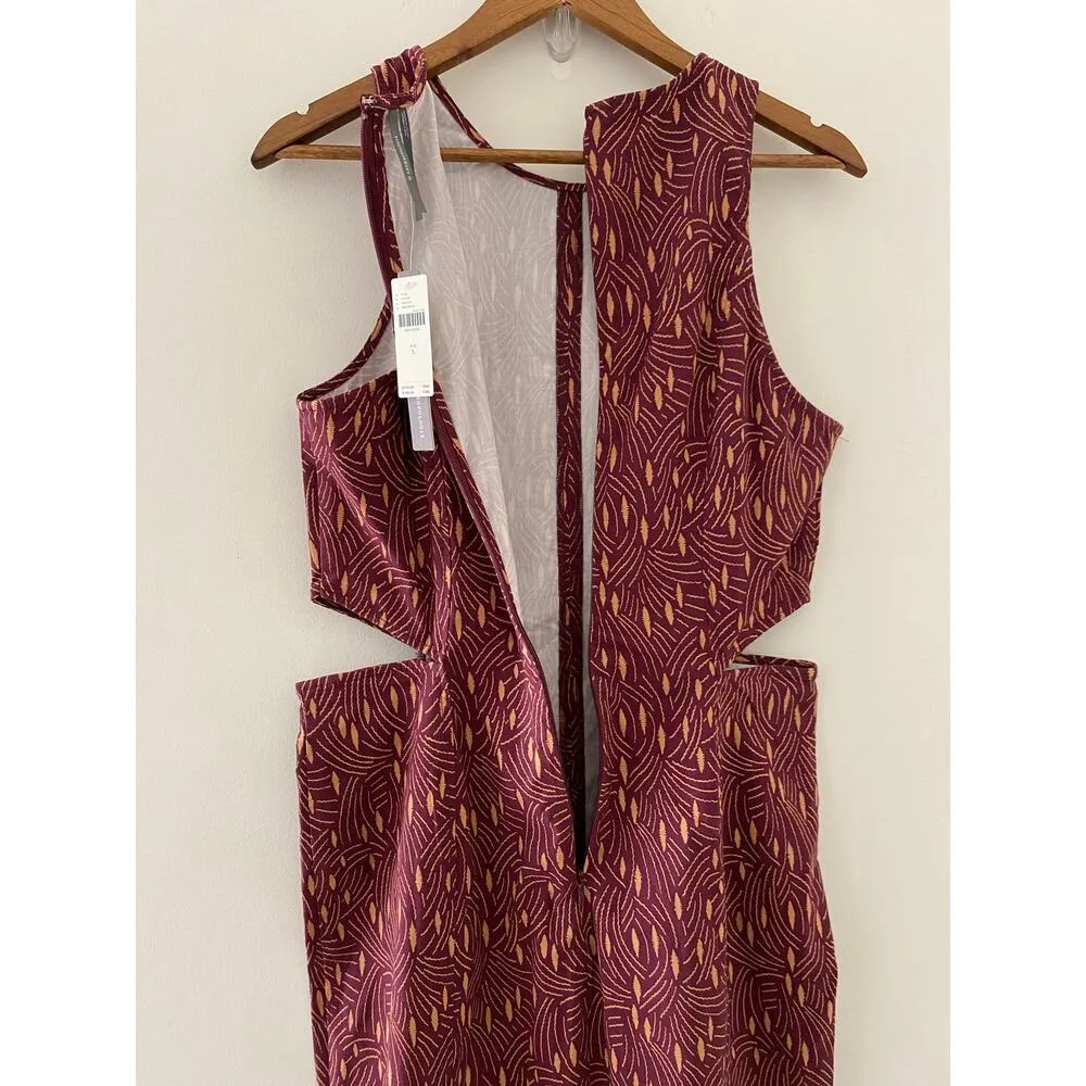 NWT By Anthropologie Sleeveless Cutout Slim Midi Dress L $170 Maroon Red Orange - Image 13