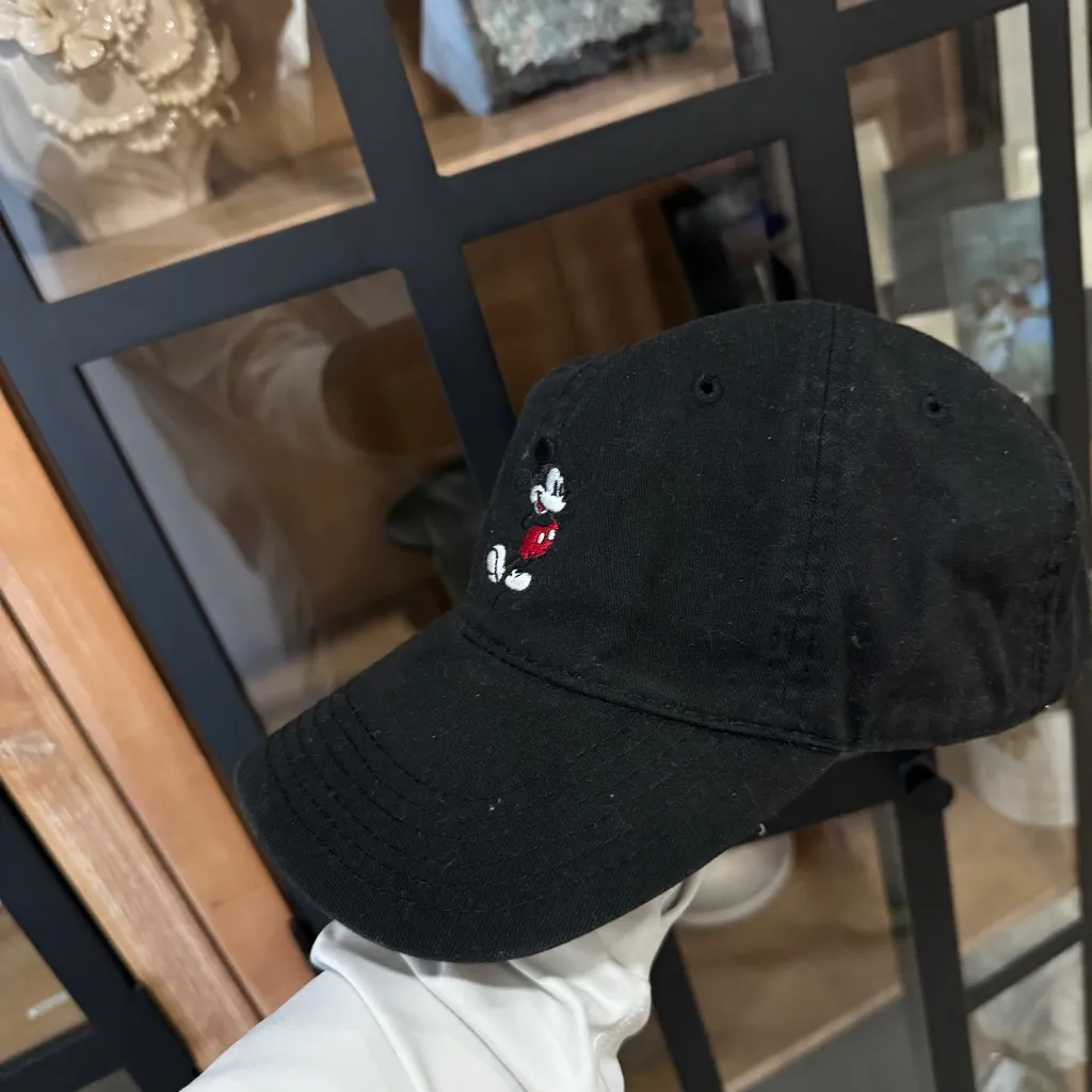 Disney Store mickey mouse embroidered hat baseball cap unisex adjustable vintage Black - Image 7