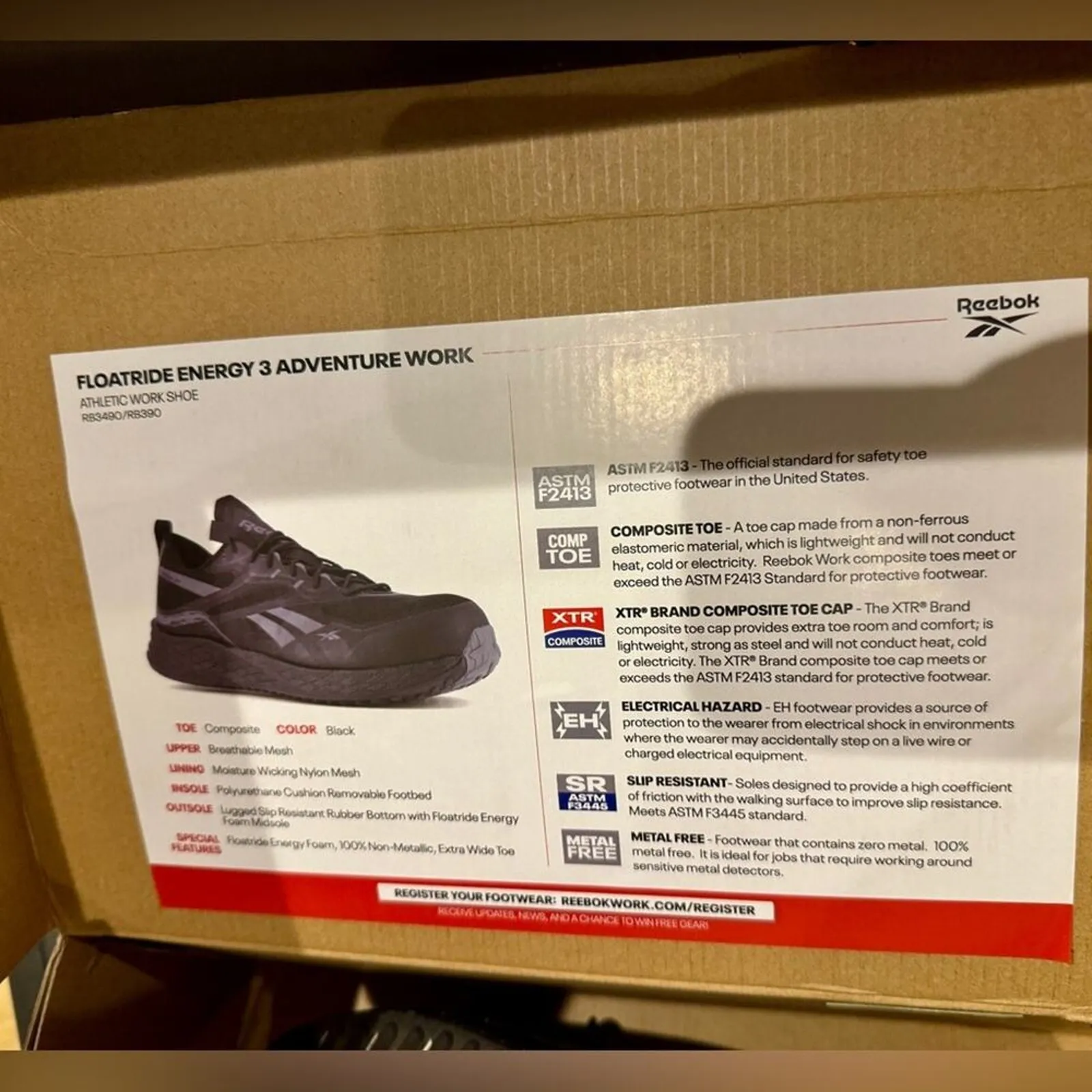 REEBOK Work FloatRide Energy 3 Adventure Composite Toe Sneaker Size 10 New $150 - Image 14