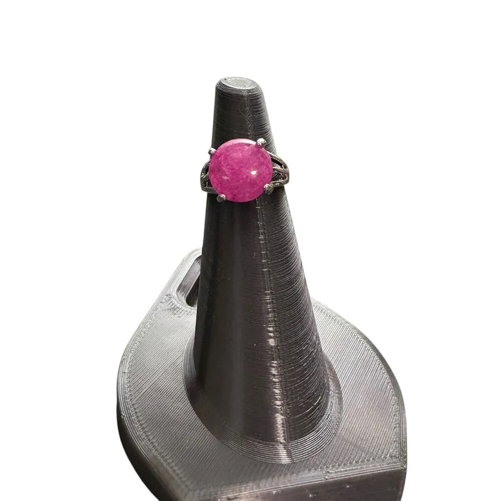 Strawberry Quartz Pink Ring Silver Plated Size 6 Costume Fashion Jewelry - Image 5