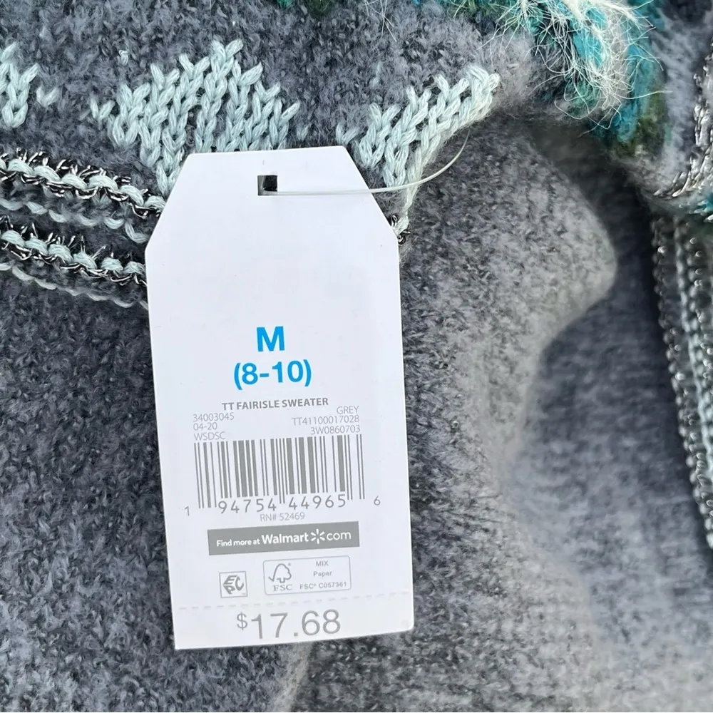 NWT Time and Tru fair isle sweater Gray Size M - Image 7