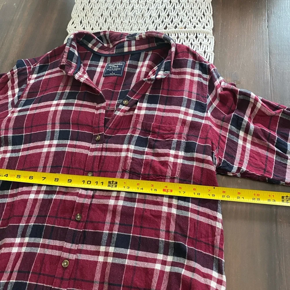 Abercrombie & Fitch Red Plaid Button Down Shirt - Image 3