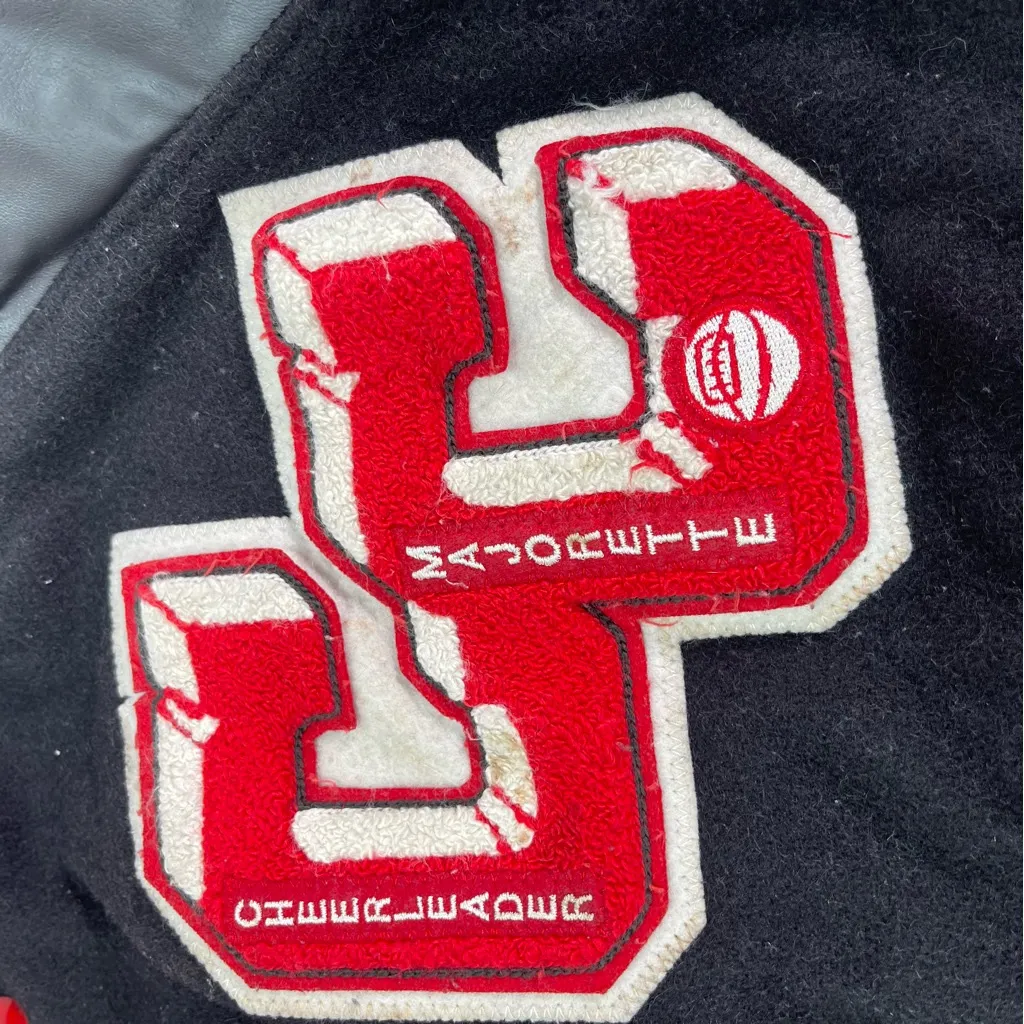 Wool Lettermen Jacket Black & Red Large Cheer Varsity Bomber Streetwear Academia - Image 8