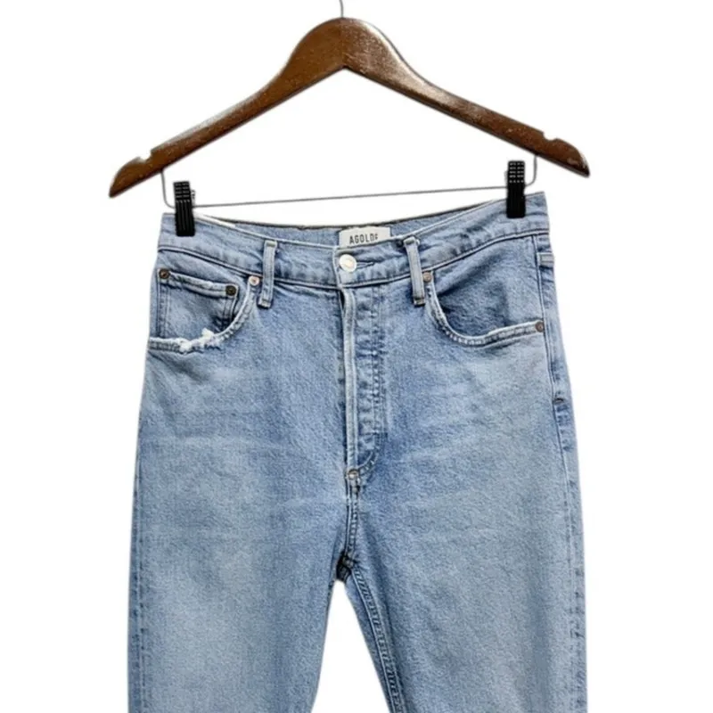 AGOLDE Riley High Rise Straight Crop Distressed Jeans in Whiplash size 27 - Image 7