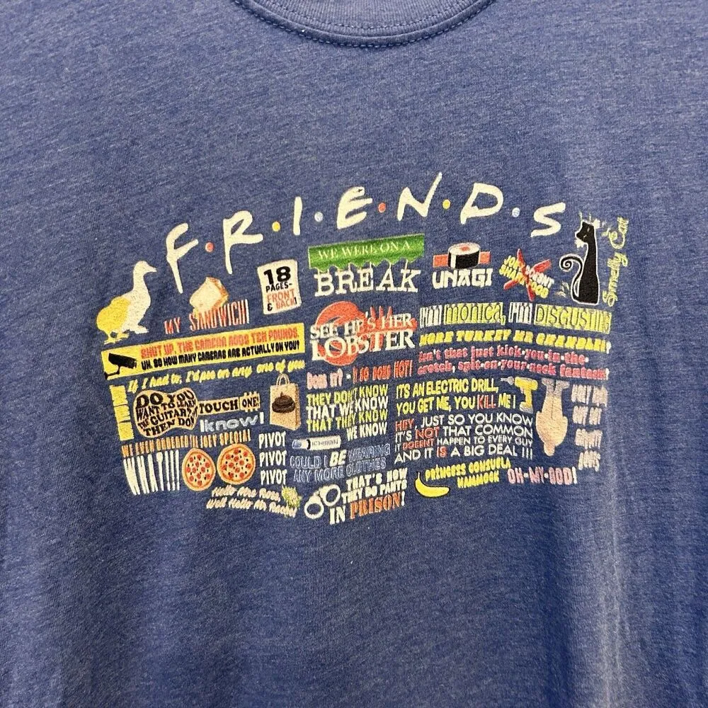 Friends TV Show Quotes Women's Blue T Shirt Size Medium‎ Next Level Apparel - Image 2