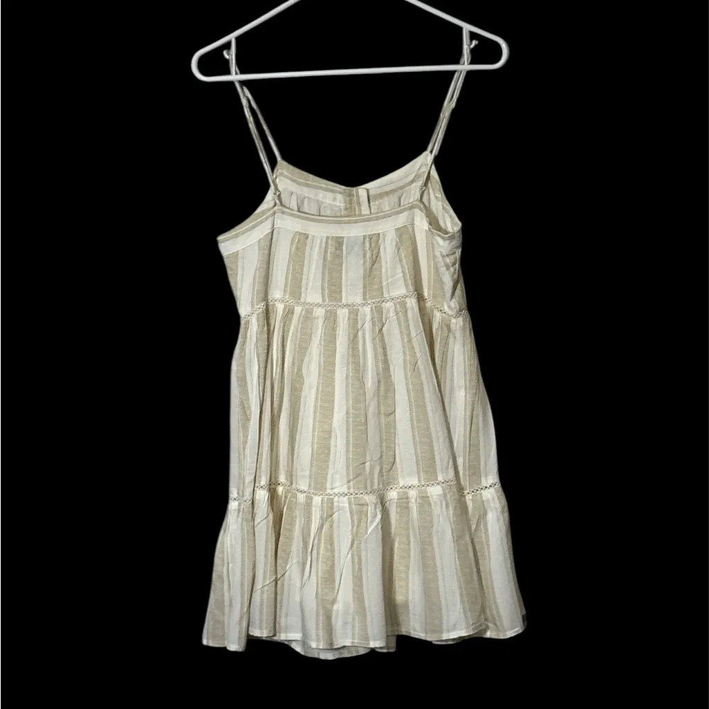 Urban Outfitters Cream and Tan Striped Midi Dress,Size S - Image 4