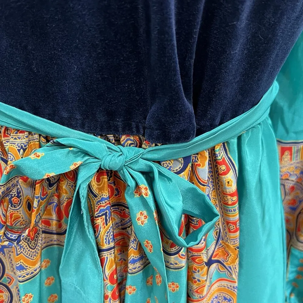 70s Young Dong S Small Maxi Dress Renaissance Boho Cottagecore Whimsy Fairycore Blue - Image 8